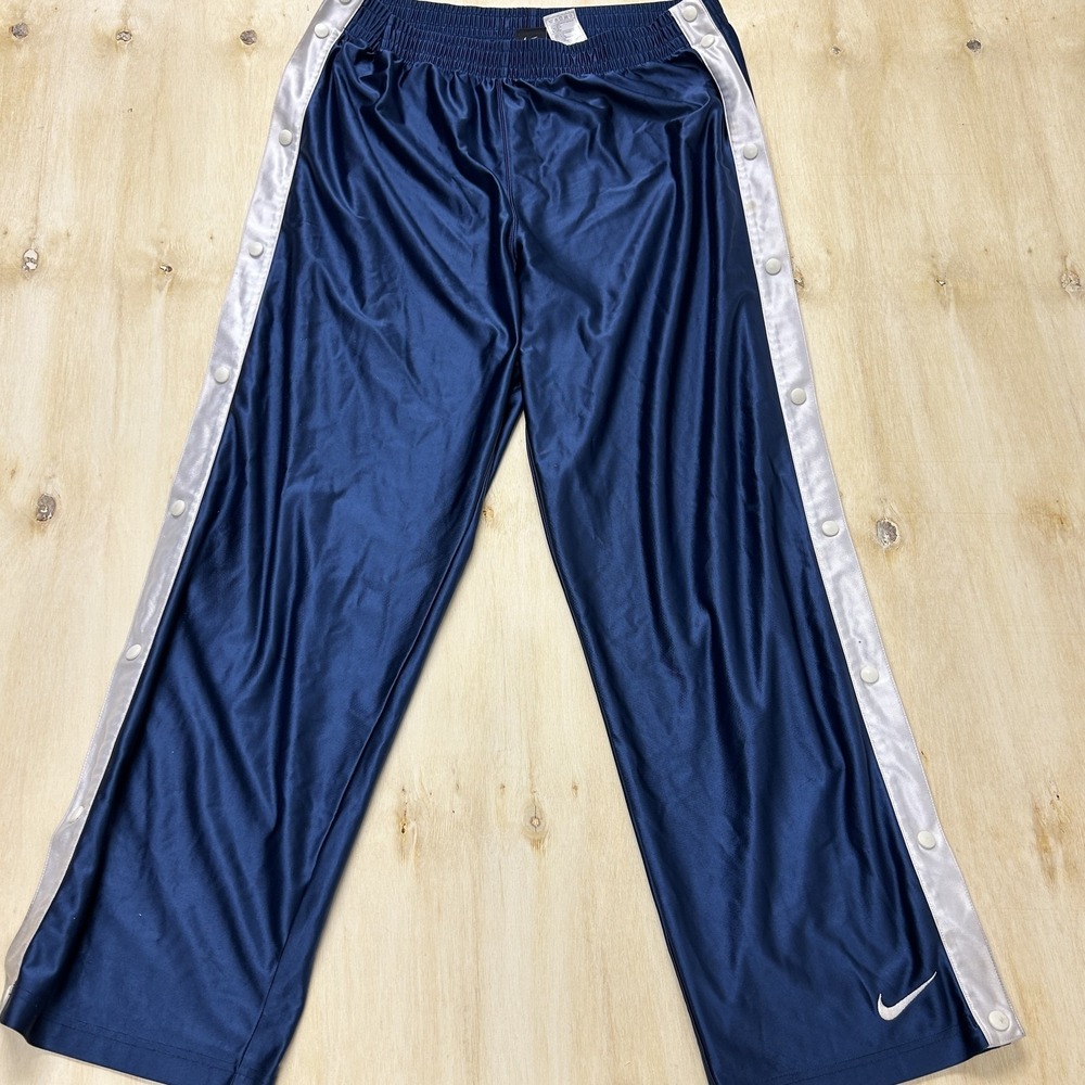 Vintage‎ Y2K Nike Team Track Pants Mens Large Blue Snap Tear Away Elastic Waist
